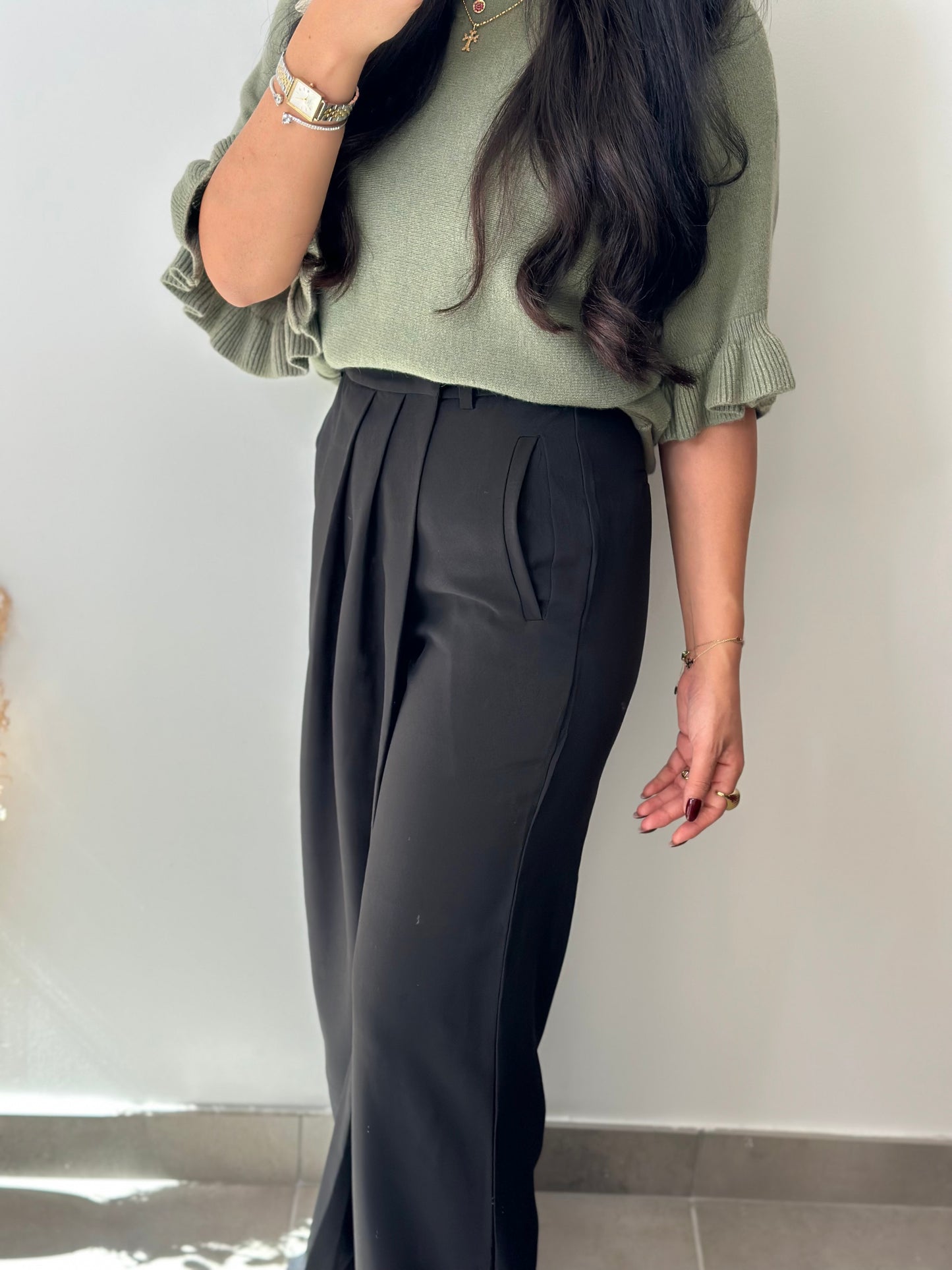 Pull crème manches 3/4 à détails