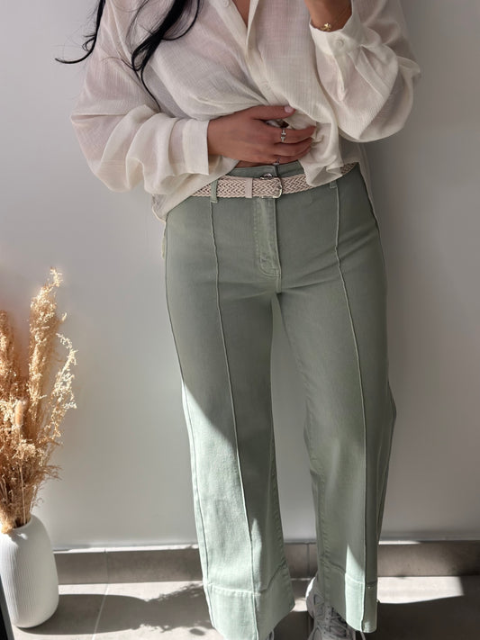 Jean vert à ceinture