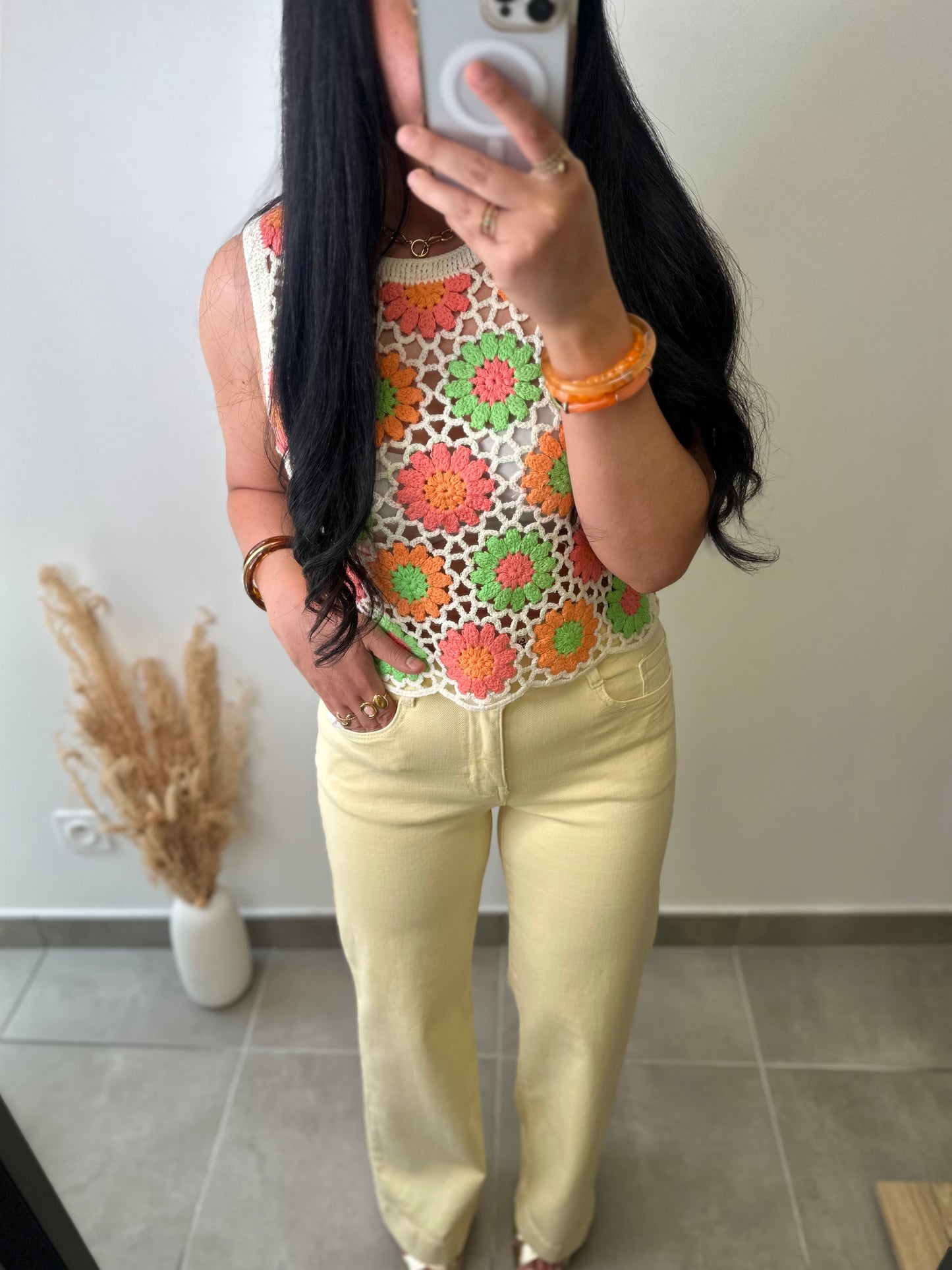 Jean coupe wide leg jaune souple