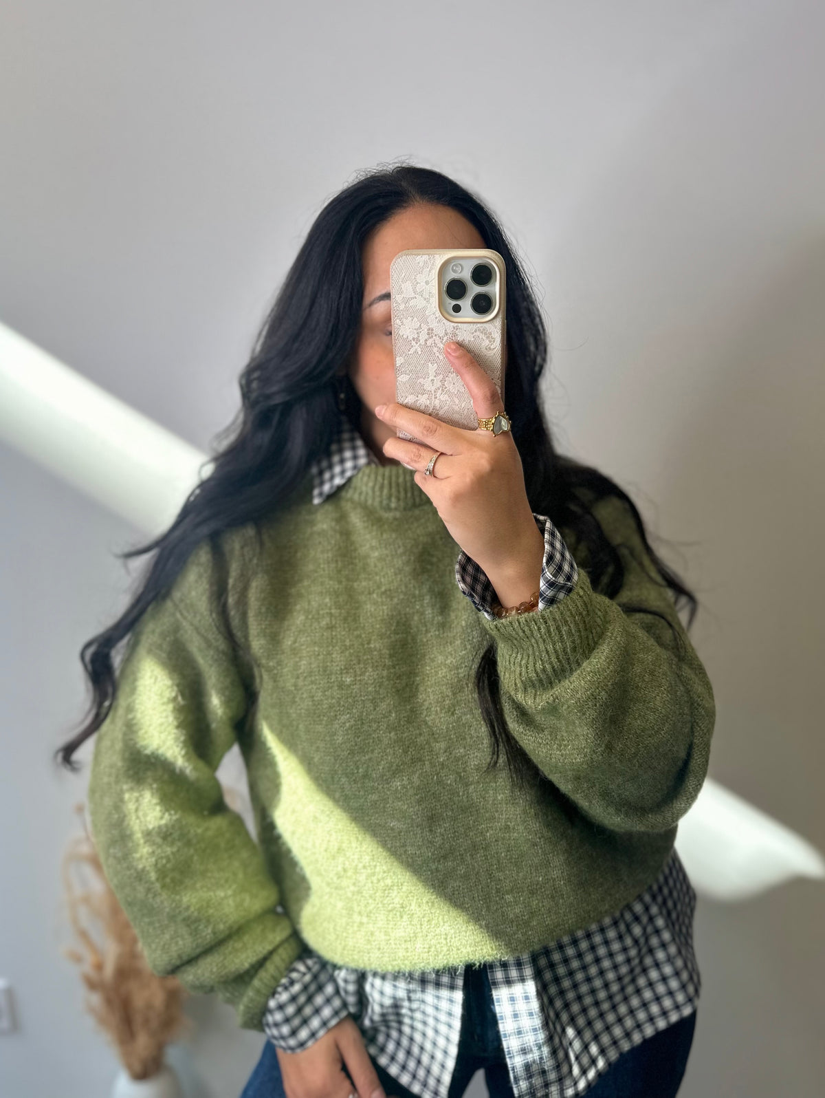 Pull cocooning oversize olive