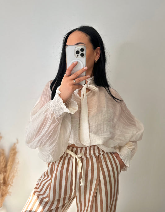 Pantalon à rayures terracotta