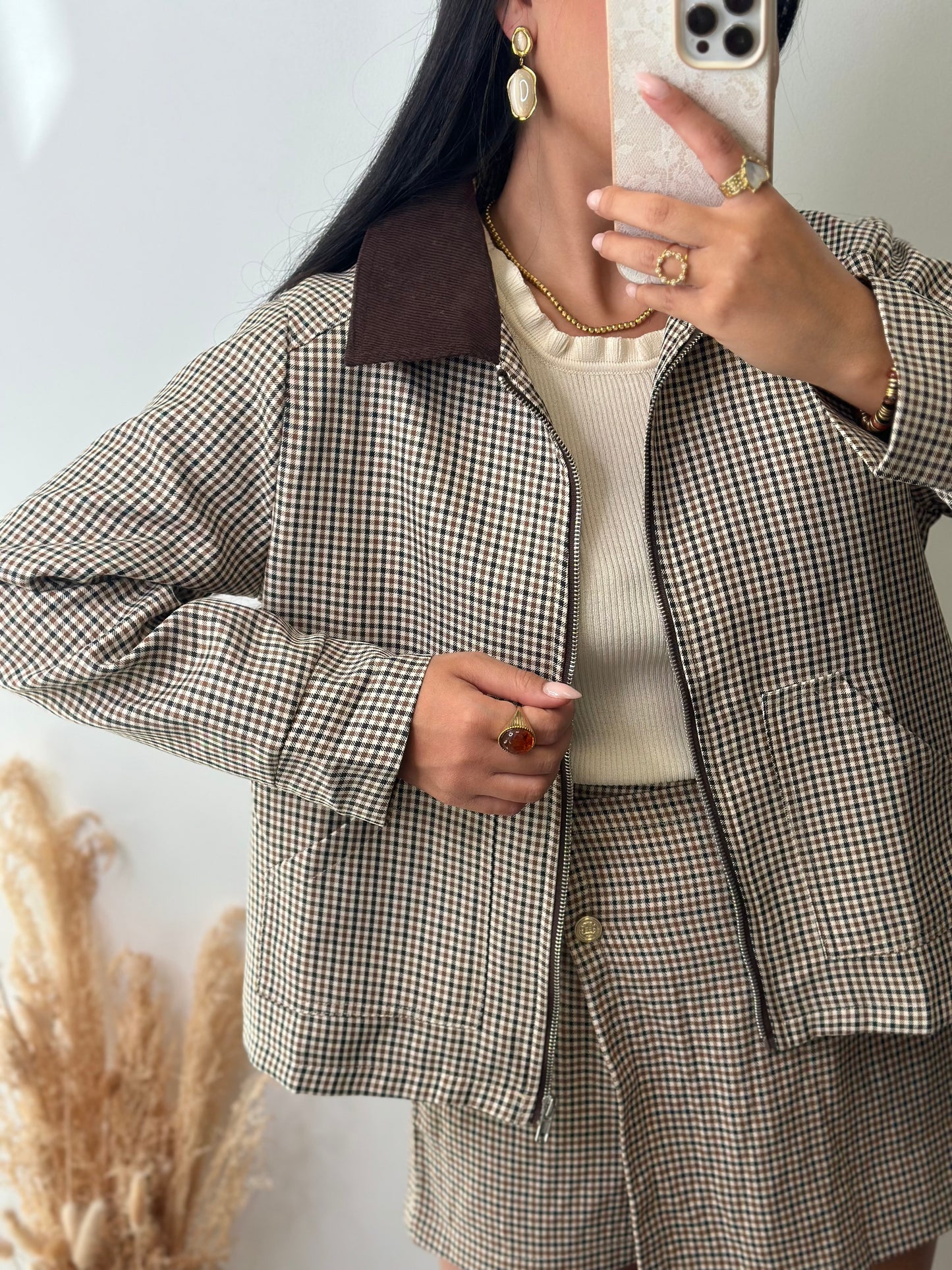 Veste à carreaux pieds de poule