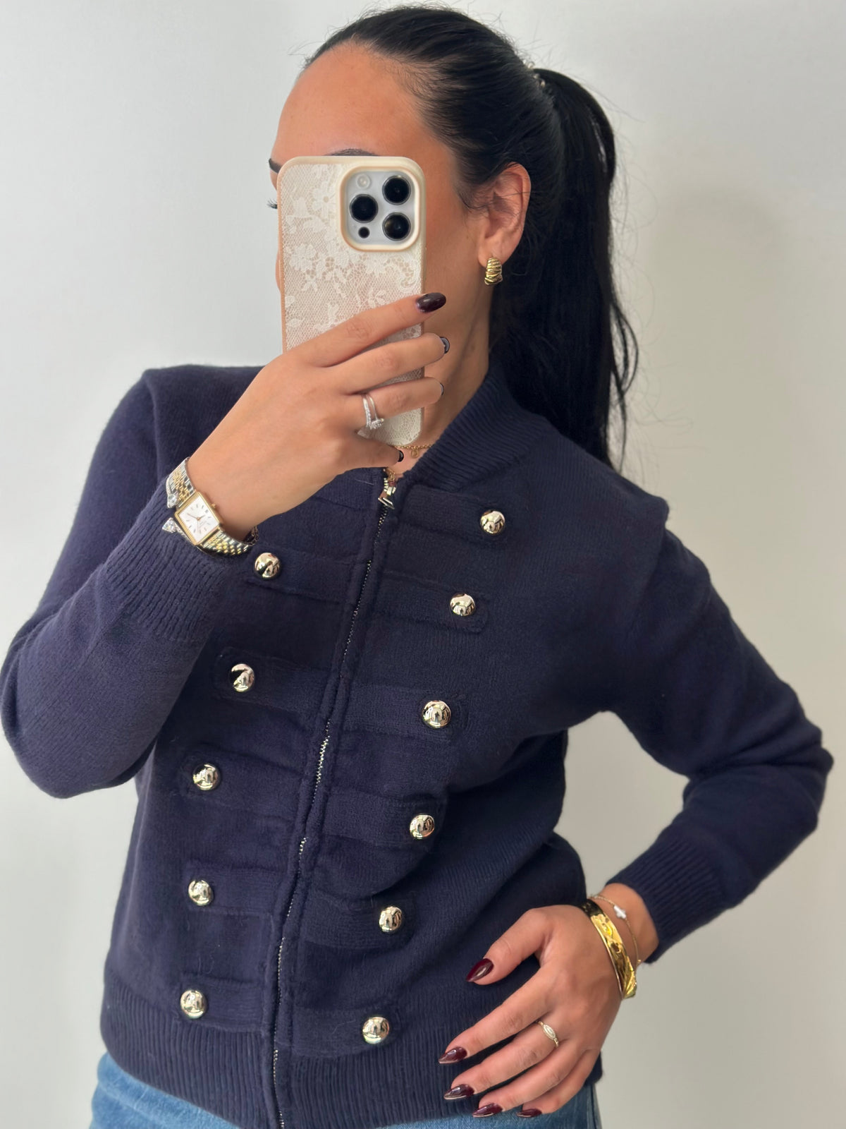 Gilet doux marine officier à fermeture