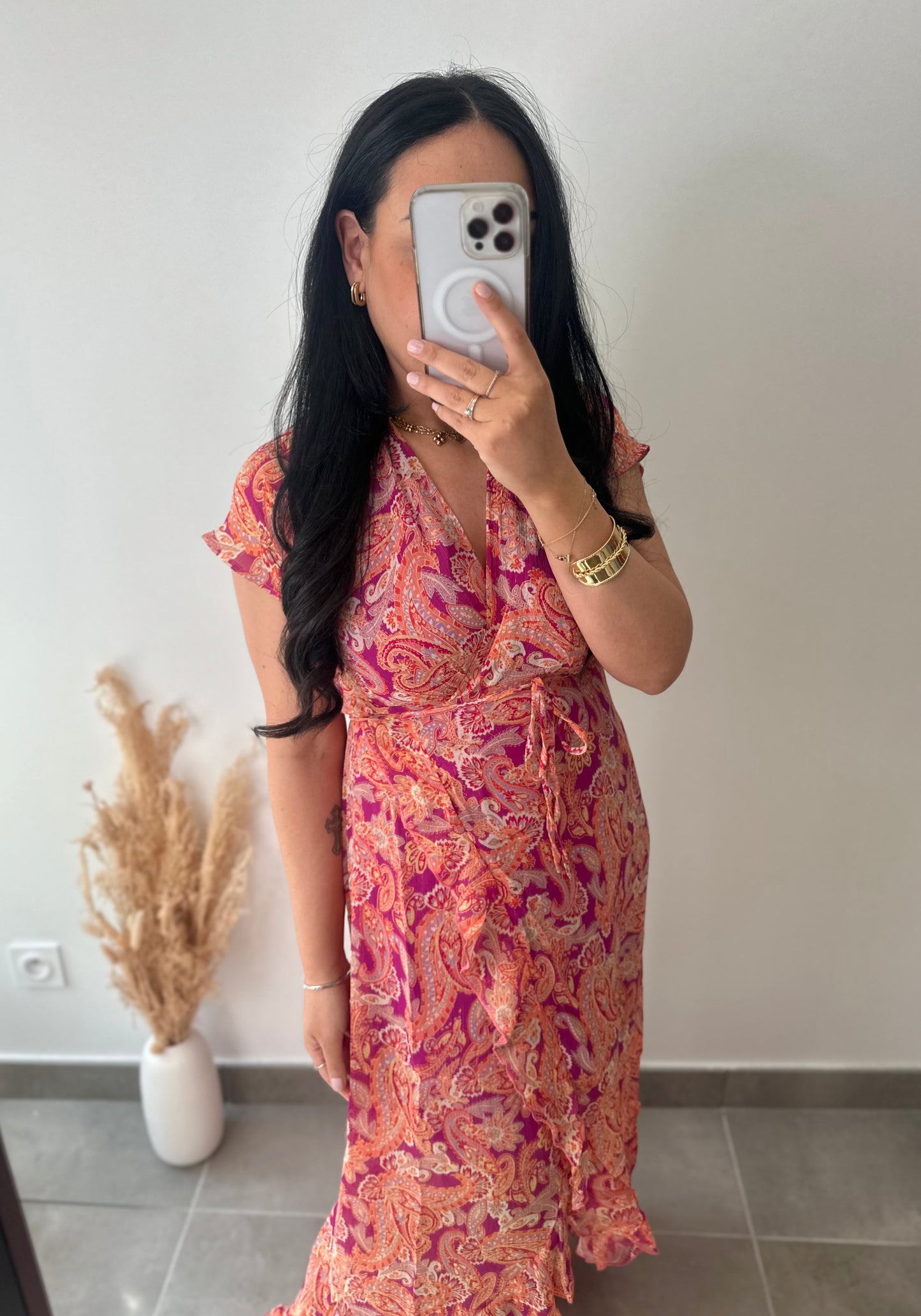 Robe longue à motifs cachemire
