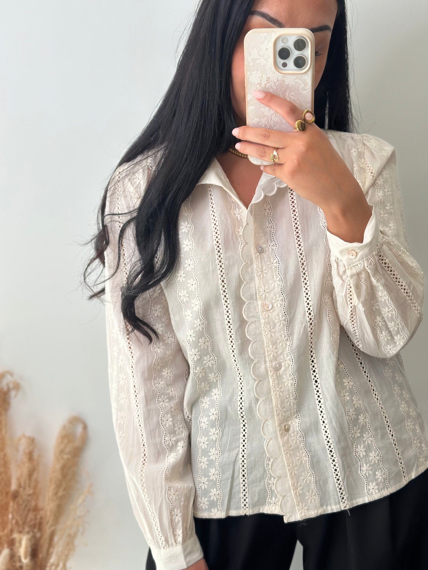 Chemise brodée crème