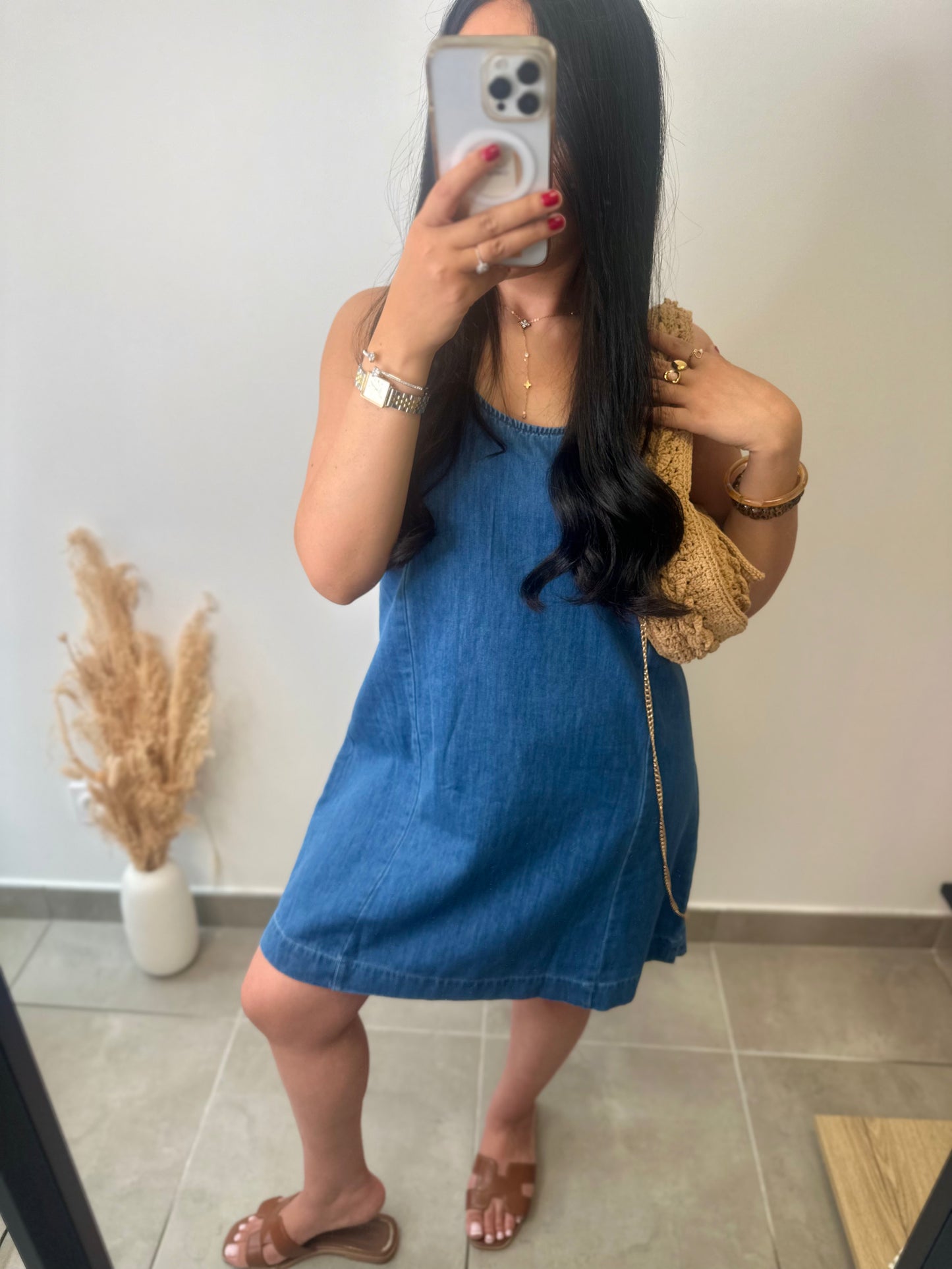 Robe courte en jean souple