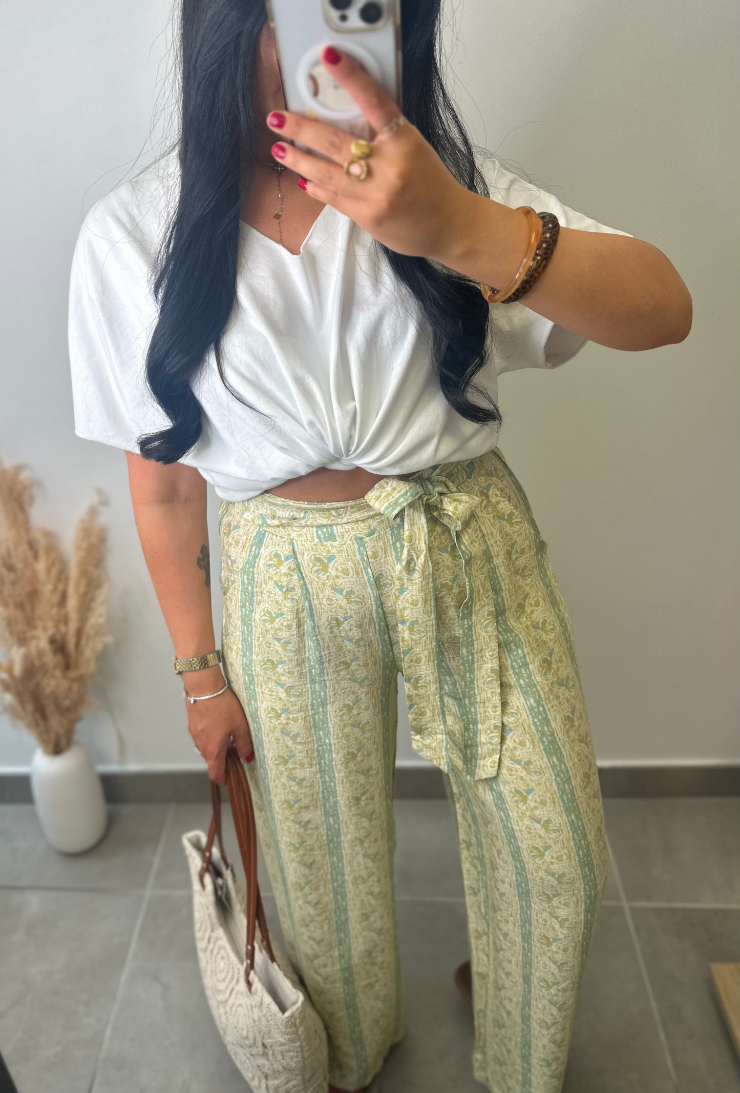 Pantalon en viscose à motifs