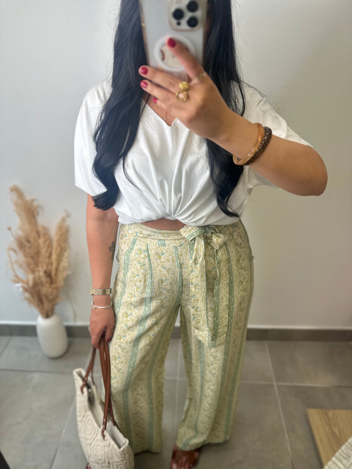 Pantalon en viscose à motifs