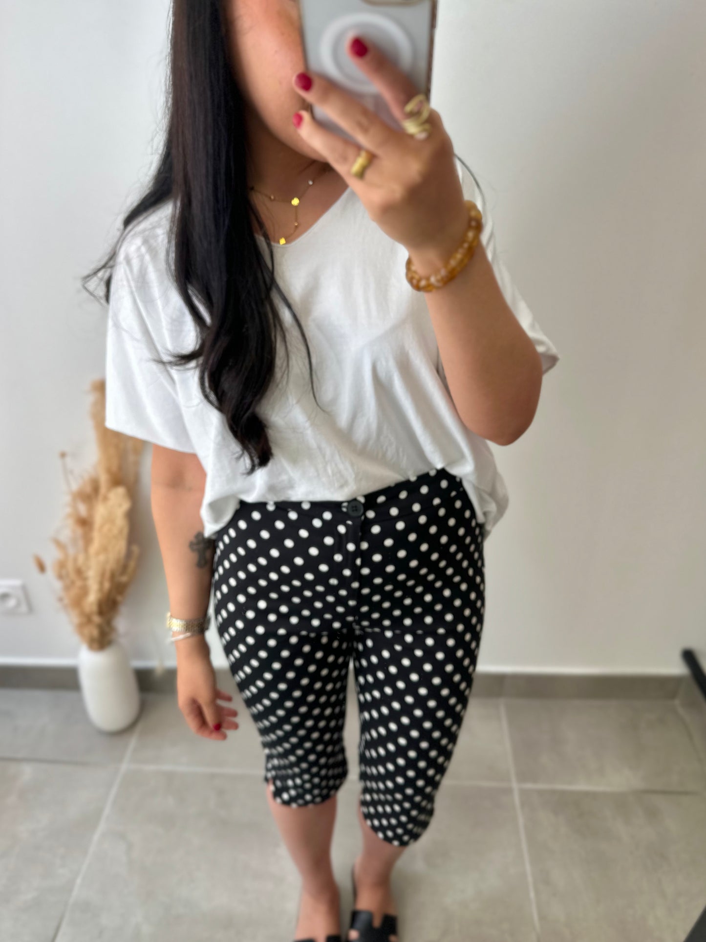 Capri noir à pois