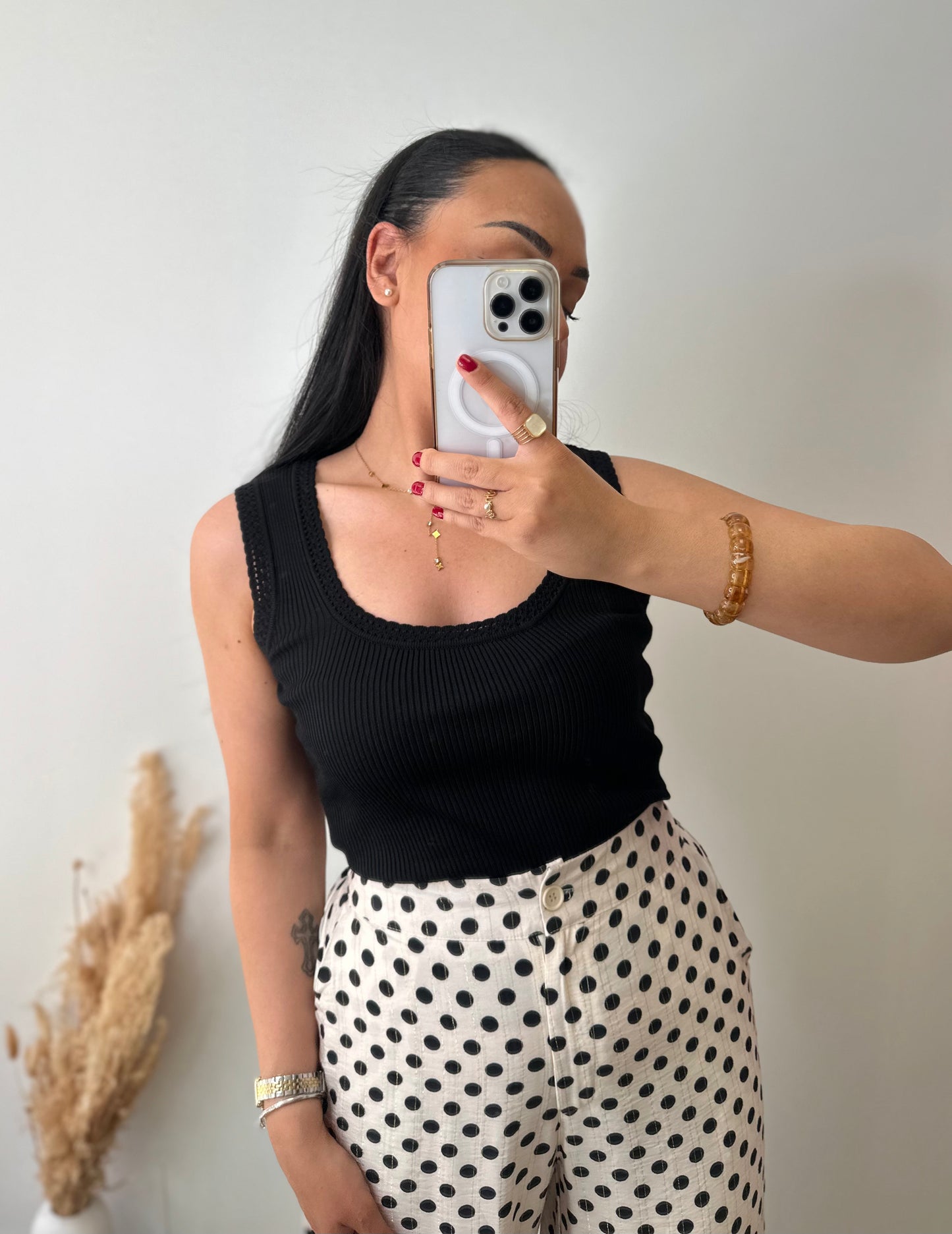 Top en viscose noir