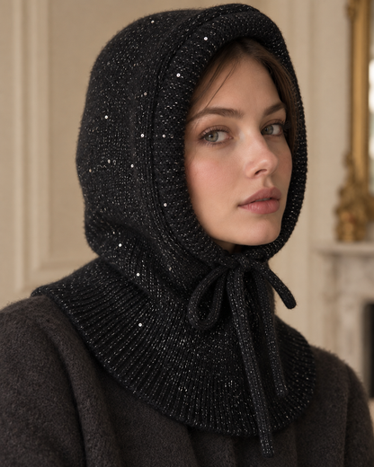 Cagoule noir à sequins et lurex