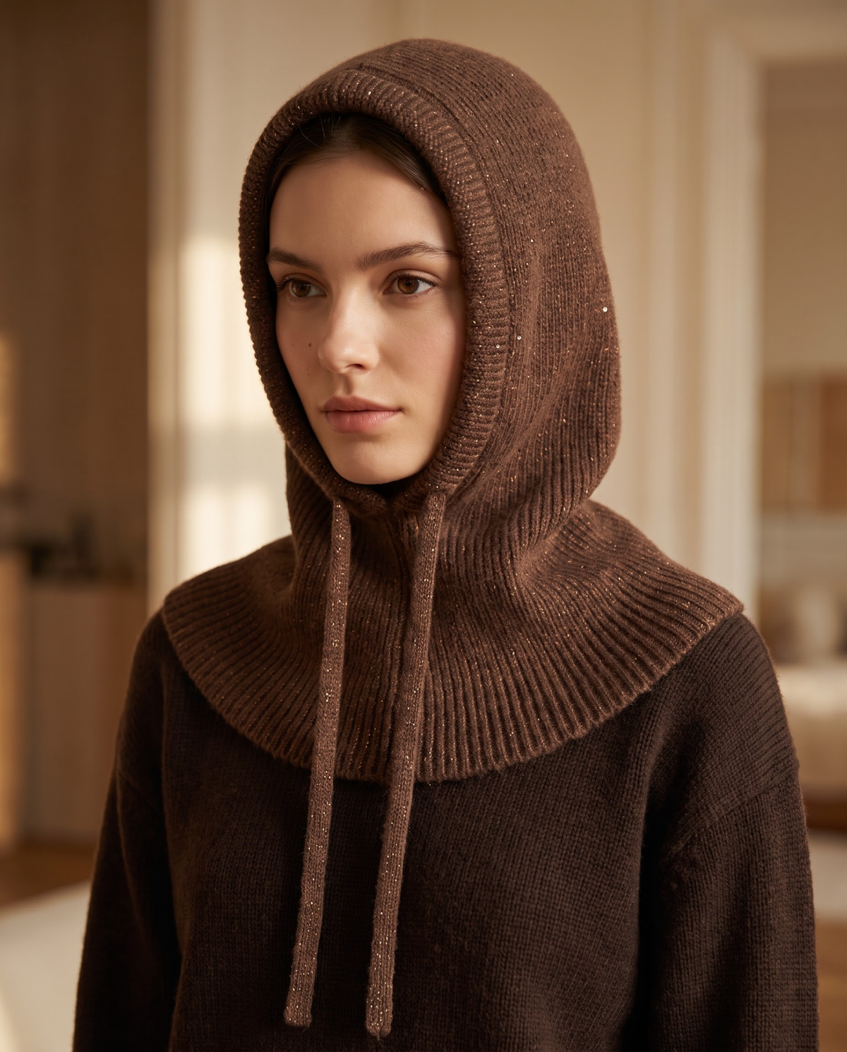 Cagoule marron à sequins
